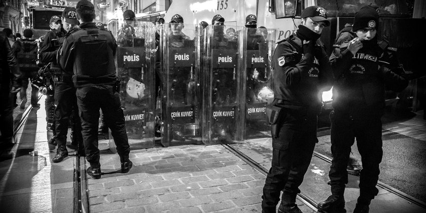 Polizei auf der İstiklal Caddesi.