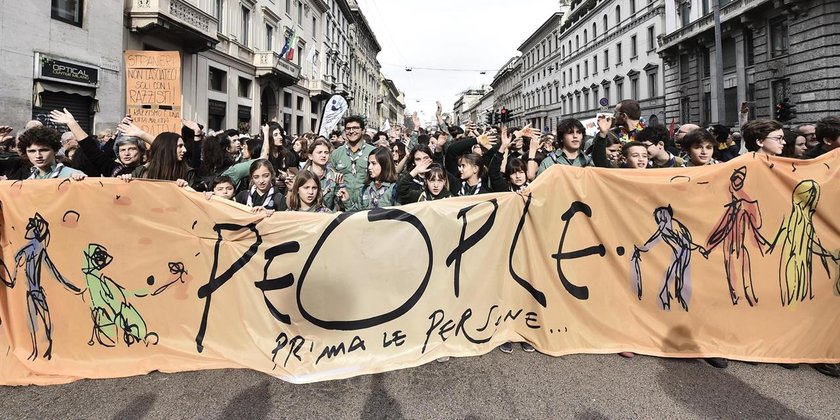 Italien: Demonstration Prima La Persone