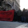 Banner in der Demonstration in Genua
